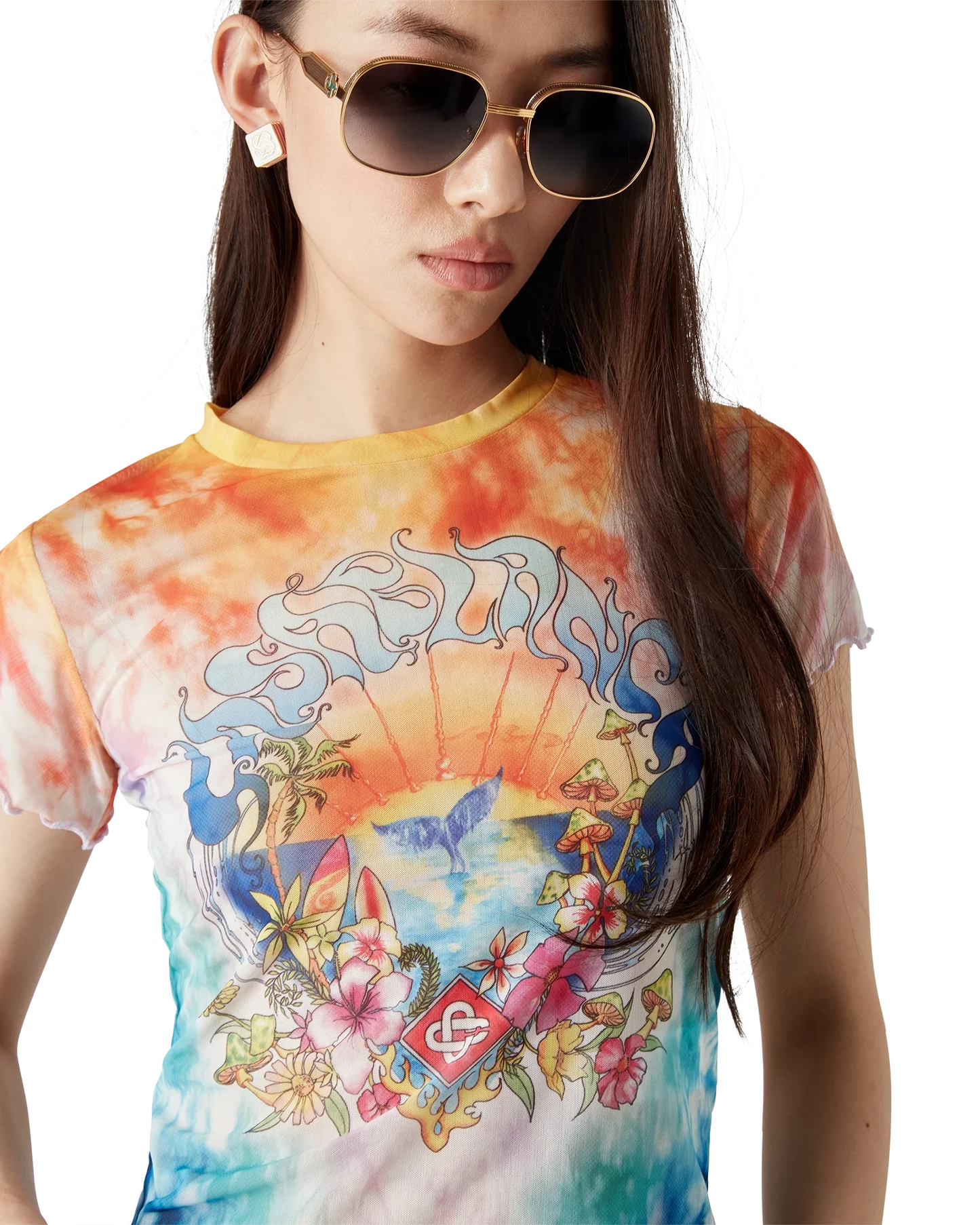 Surf Trip Tie Dye Mesh Short Sleeve T-Shirt | Casablanca Paris | Image 5