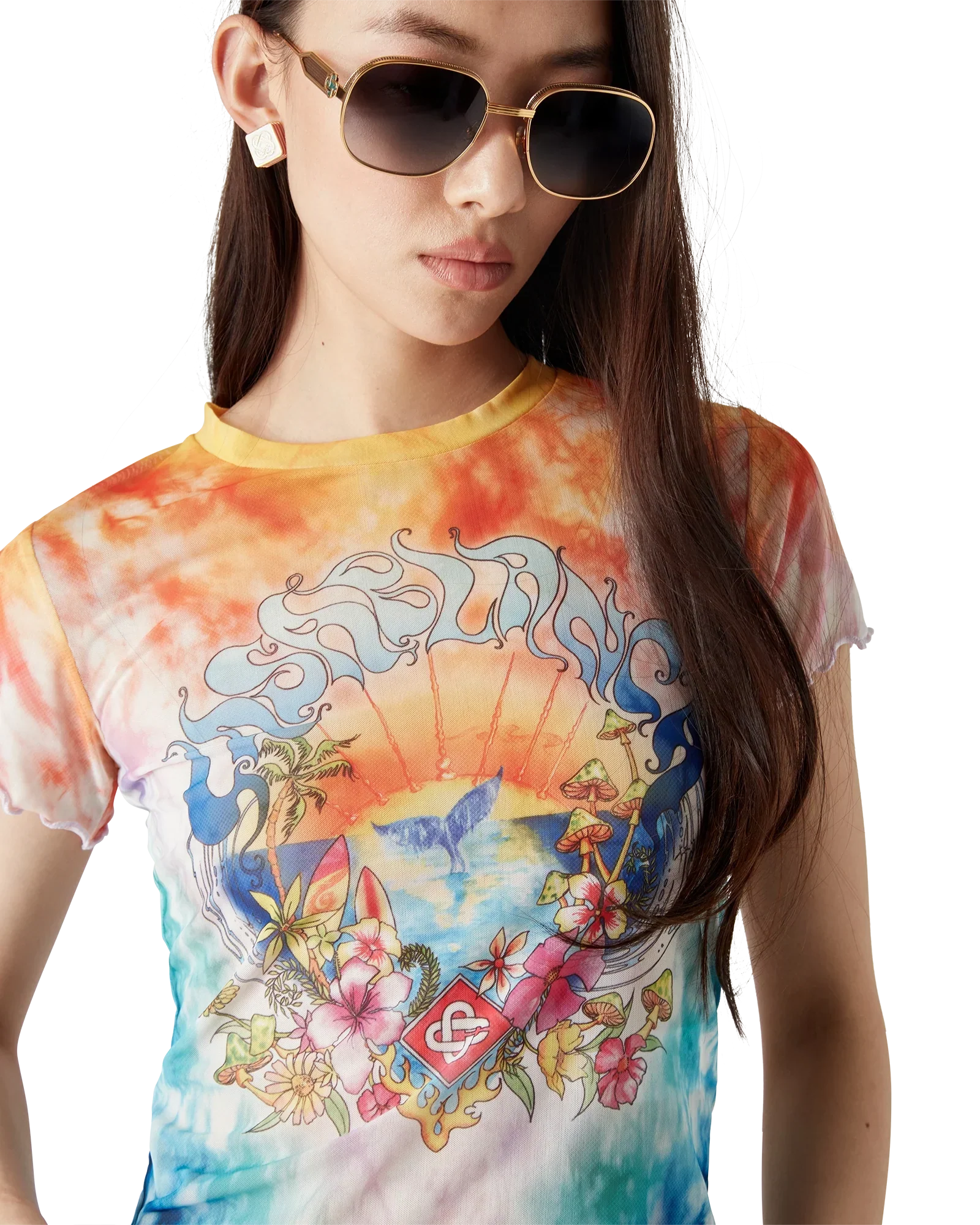 Surf Trip Tie Dye Mesh Short Sleeve T-Shirt | Casablanca Paris | Image 5