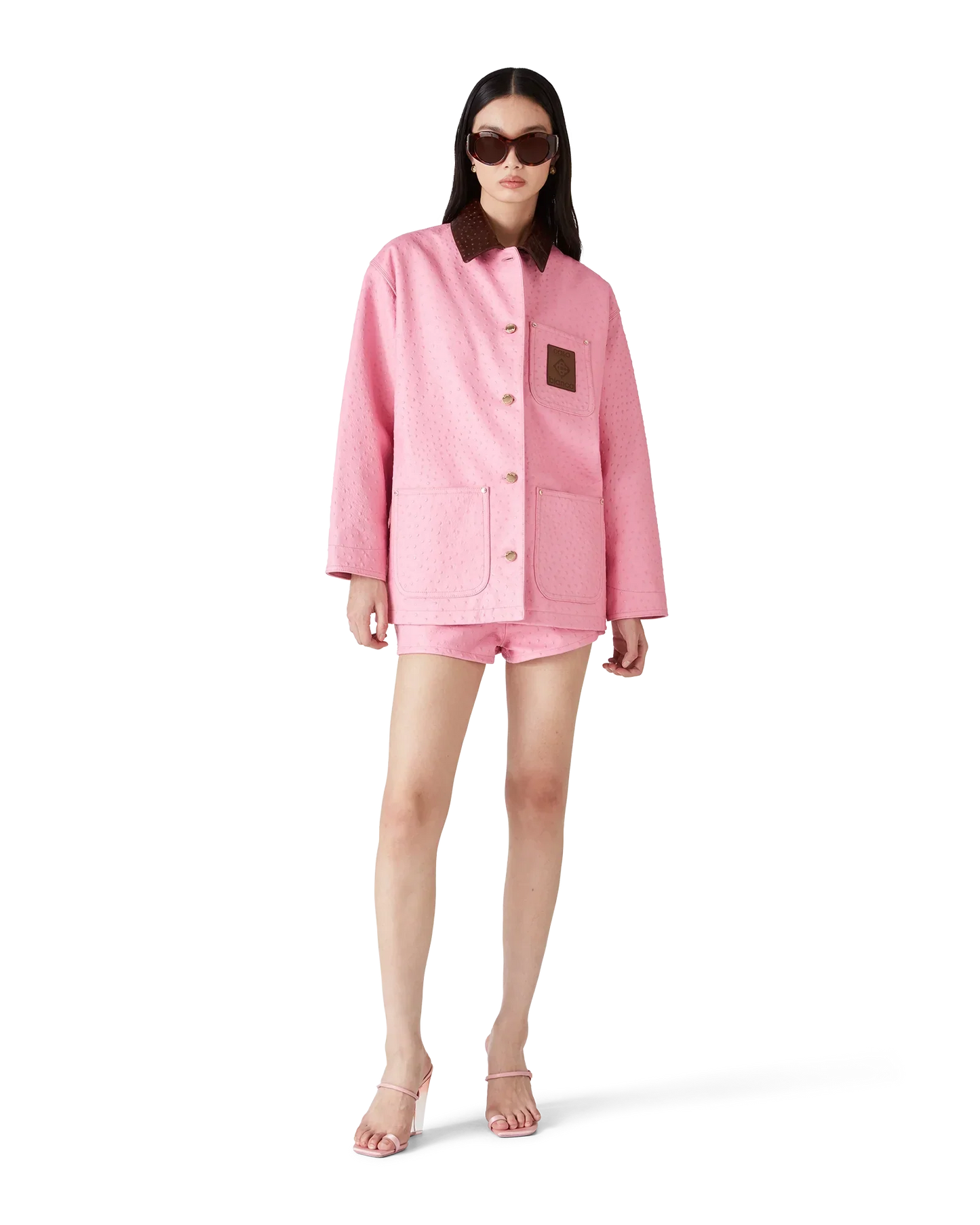 Embossed Leather Mini Shorts | Casablanca Paris | Image 2