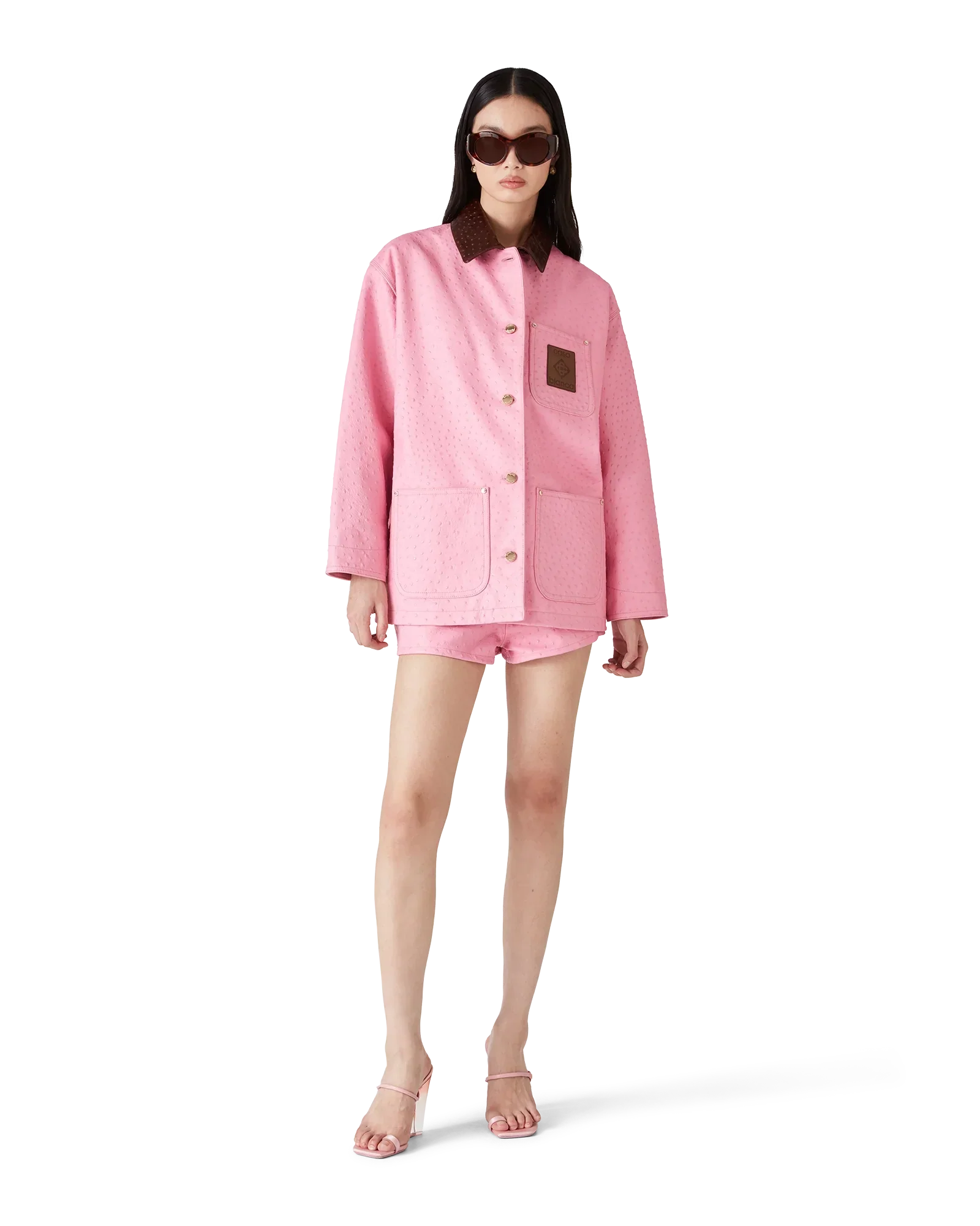 Embossed Leather Mini Shorts | Casablanca Paris | Image 2